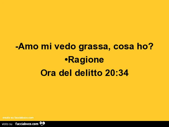 Amo mi vedo grassa, cosa ho? •Ragione ora del delitto 20:34
