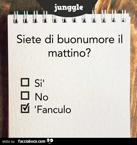 Siete di buonumore il mattino? Fanculo