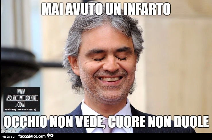 Andrea Bocello: mai avuto un infarto, occhio non vede, cuore non duole