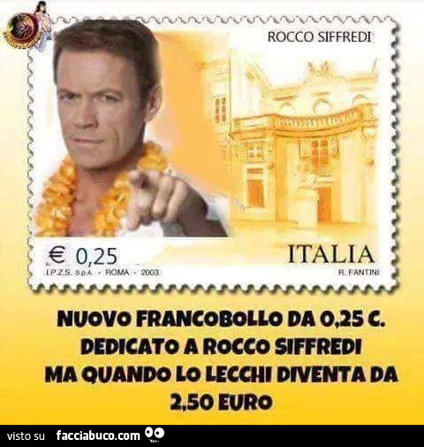 Nuovo francobollo da 0,25 c dedicato a Rocco Siffredi, ma quando lo lecchi diventa da 2,50 euro