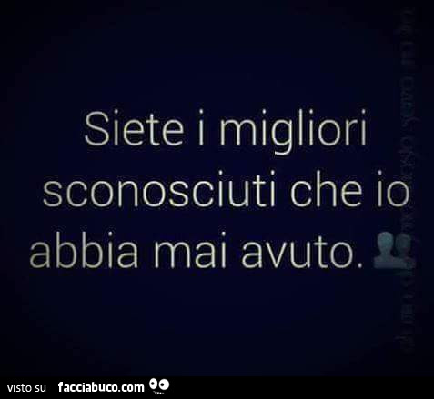 Siete i migliori sconosciuti che io abbia mai avuto