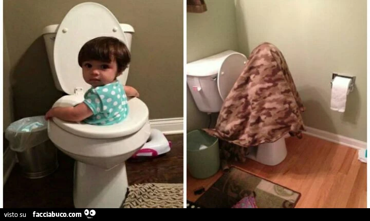 Bambina dentro al cesso