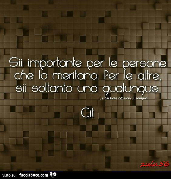 Sii importante per le persone che lo meritano. Per le altre, sii soltanto uno qualunque