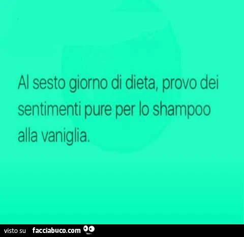 Al sesto giorno di dieta, provo dei sentimenti pure per lo shampoo alla vaniglia