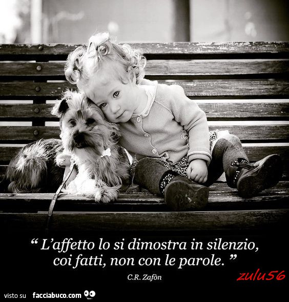L'affetto lo si dimostra in silenzio, coi fatti, non con le parole