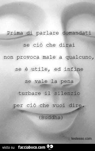 Prima di parlare domandati se ciò che dirai non provoca male a qualcuno, se è utile, ed infine se vale la pena turbare il silenzio per ciò che vuoi dire