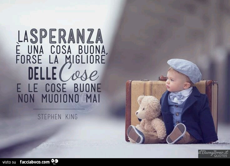 La speranza è una cosa buona, forse la migliore delle cose, e le cose buone non muoiono mai. Stephen King