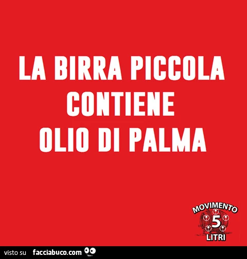 La birra piccola contiene olio di palma