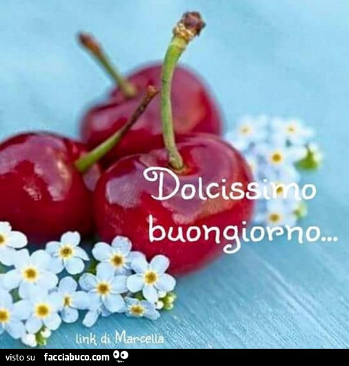 Dolcissimo buongiorno con ciliege rosse e fiorellini