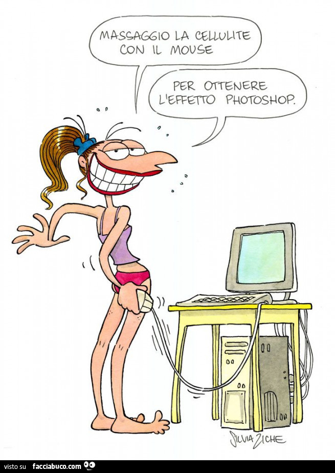 Massaggio la cellulite con il mouse per ottenere l'effetto photoshop