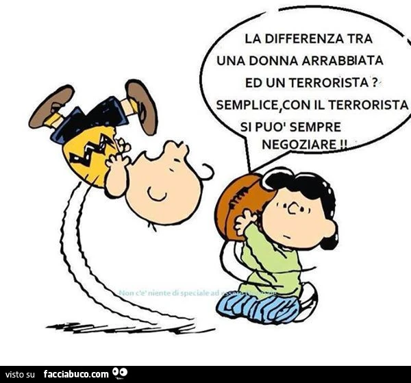 La differenza tra una donna arrabbiata ed un terrorista? Semplice, con il terrorista si può sempre negoziare