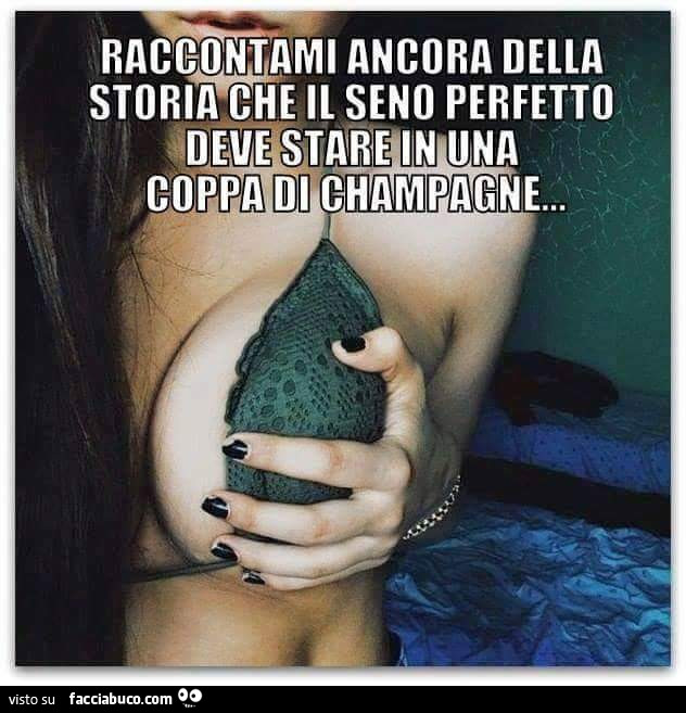 Raccontami ancora della storia che il seno perfetto deve stare in una coppa di champagne
