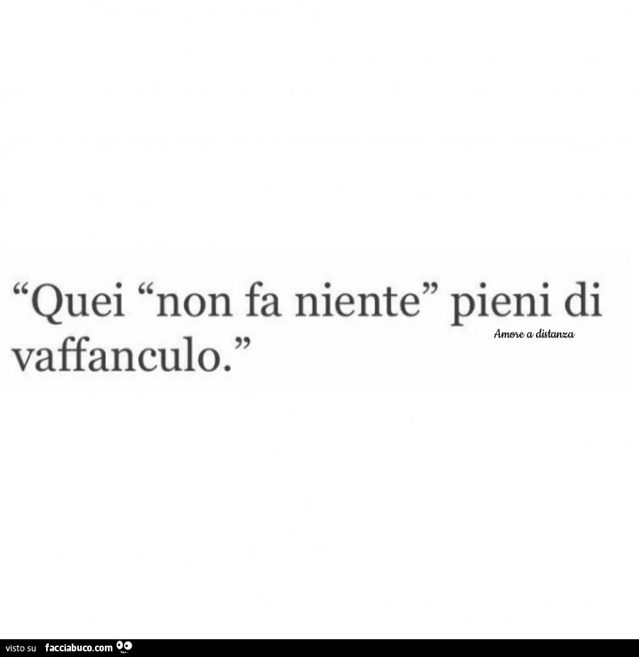 Quei non fa niente pieni di vaffanculo