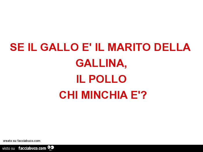 Se il gallo è il marito della gallina, il pollo chi minchia è?