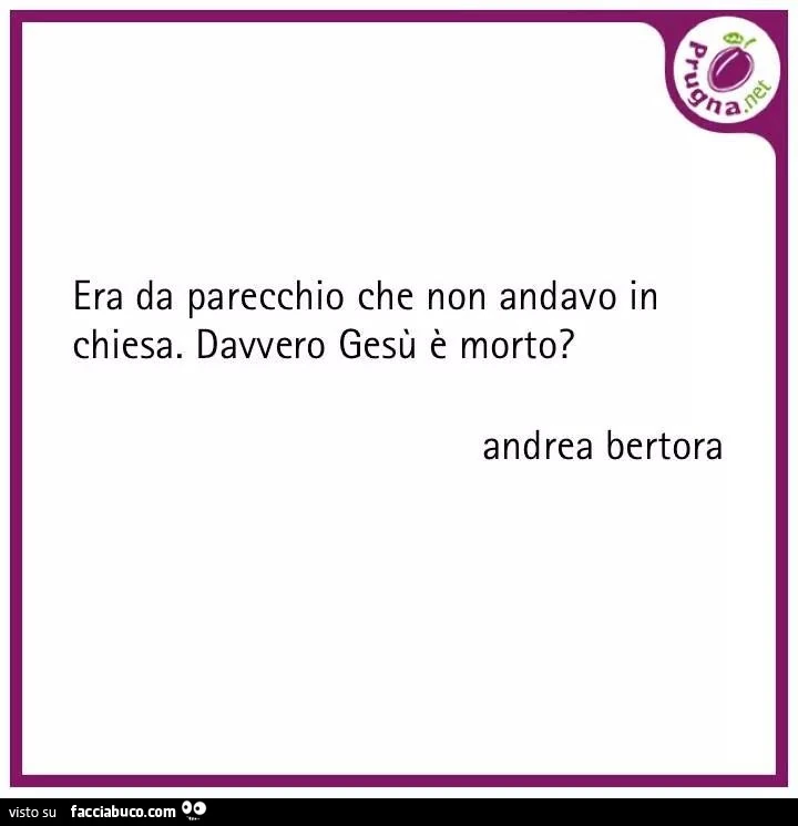 Era da parecchio che non andavo in chiesa. Davvero Gesù è morto?