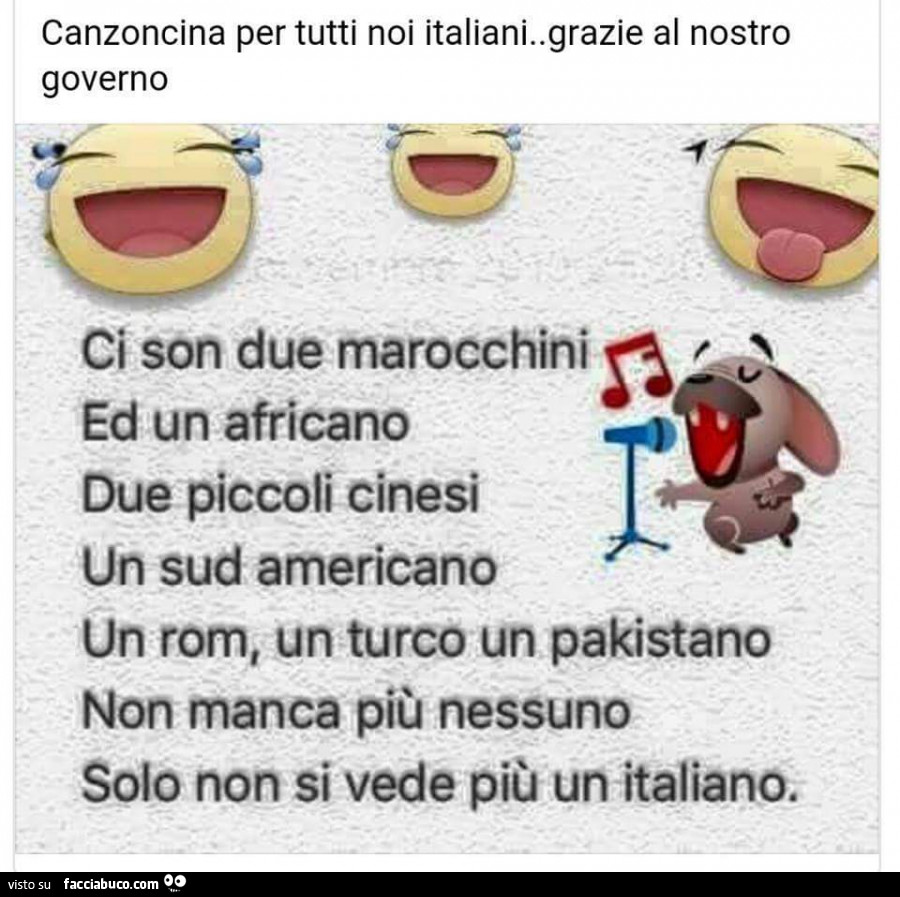 Ci sono due marocchini ed un africano. Due piccoli cinesi un sud americano