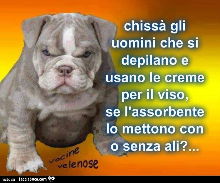 Chissà gli uomini che si depilano e usano creme per il viso, se l'assorbente lo mettono con o senza ali?