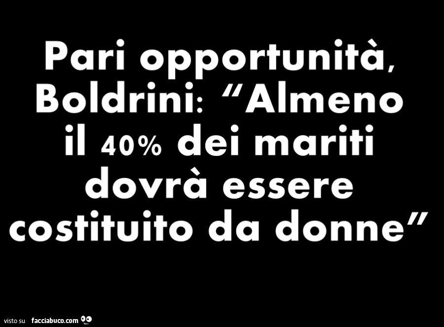 Pari opportunità, Boldrini: almeno il 40% dei mariti dovrà essere costituito da donne