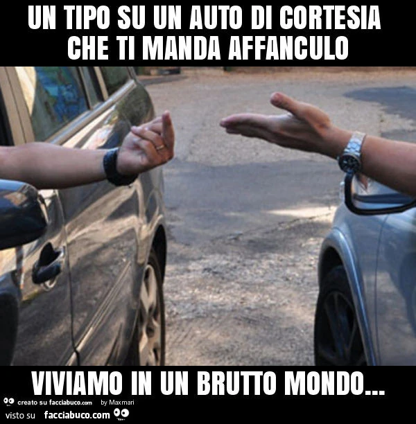 Un tipo su un auto di cortesia che ti manda affanculo viviamo in un brutto mondo