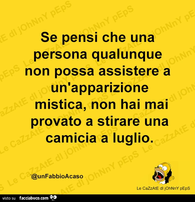 Se pensi che una persona qualunque non possa assistere a un'apparizione mistica, non hai mai provato a stirare una camicia a Luglio