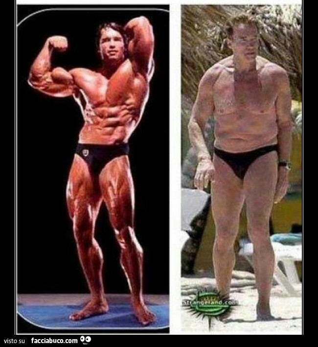 Arnold Schwarzenegger quando era body builder e ora