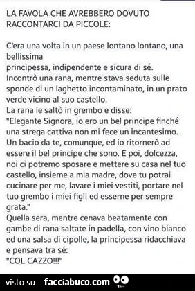 La favola che avrebbero dovuto raccontarci da piccole
