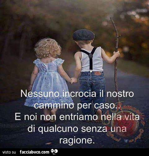Nessuno incrocia il nostro cammino per caso. E noi non entriamo nella vita di qualcuno senza una ragione