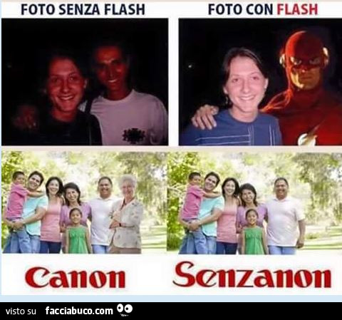 Foto senza Flash, foco con flash. Canon, Senzanon