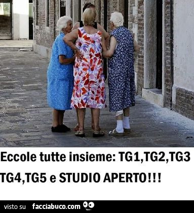 Eccole tutte insieme: TG1, TG2, TG3, TG4, TG5 e Studio Aperto