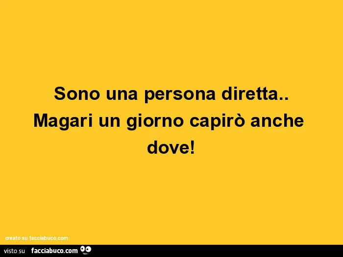 Sono una persona diretta. Magari un giorno capirò anche dove