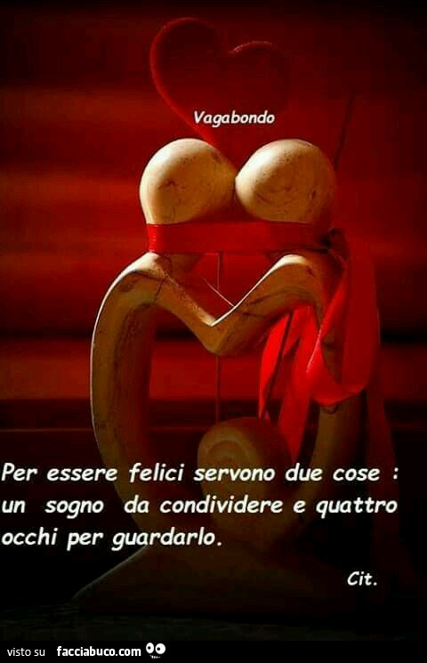 Per essere felici servono due cose. Un sogno da condividere e quattro occhi per guardarlo