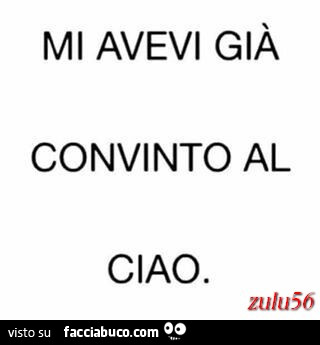 Mi avevi già convinto al ciao
