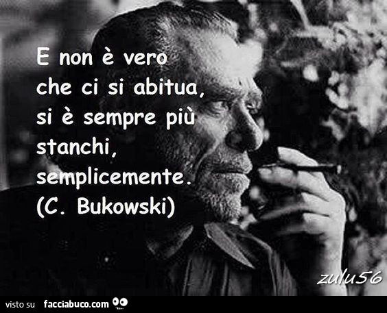 Non è vero che ci si abitua, si è sempre più stanchi, semplicemente. C. Bukowski - Facciabuco.com