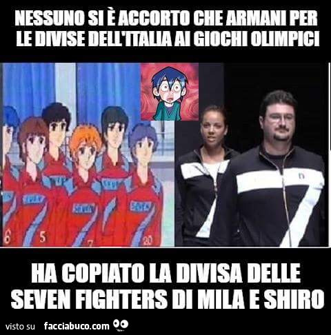 Nessuno si è accorto che Armani per le divise dell'Italia ai giochi Olimpici ha copiato la divisa delle Seven Fighters di Mila e Shiro