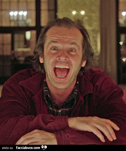 Jack Nicholson che ride nella scena di Shining