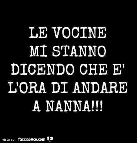 Le vocine mi stanno dicendo che è l'ora di andare a nanna