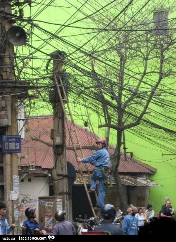 Groviglio di cavi elettrici impressionante