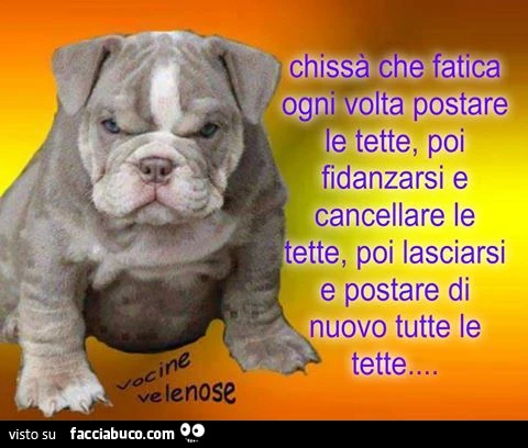 Chissà che fatica ogni volta postare le tette, poi fidanzarsi e cancellare le tette, poi lasciarsi e postare di nuovo tutte le tette