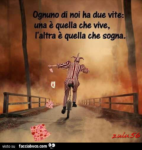 Ognuno di noi ha due vite: una è quella che vive, l'altra è quella che sogna