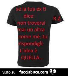 Se la tua ex ti dice: non troverai mai un'altra come me tu rispondigli: l'idea è quella