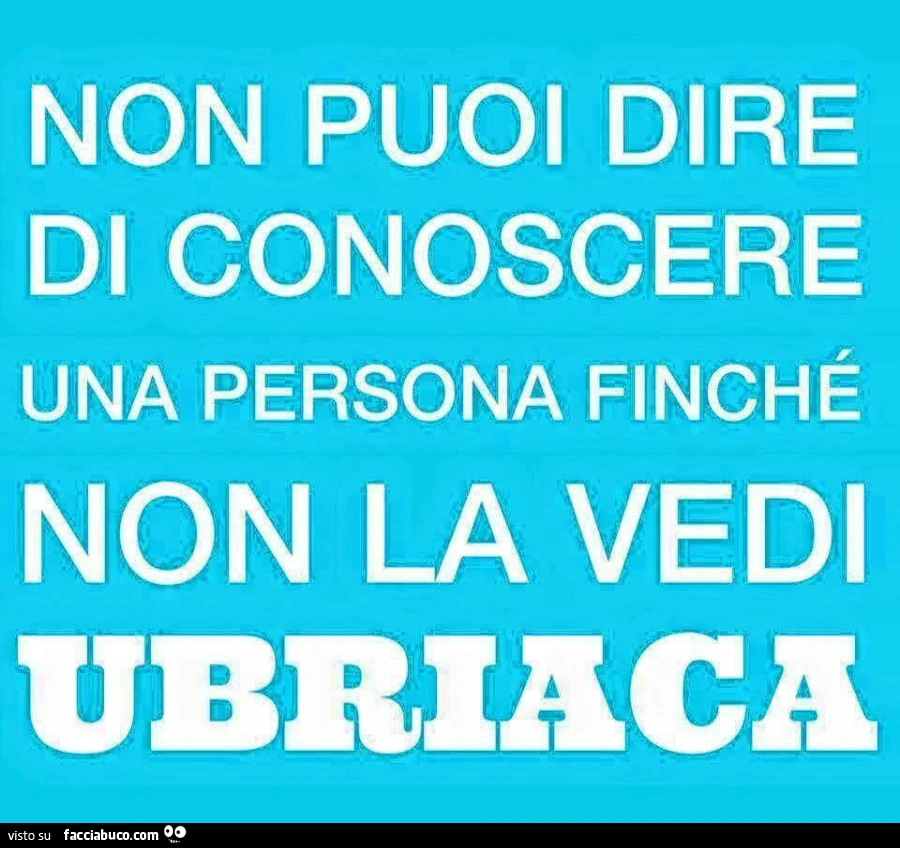 Non puoi dire di conoscere una persona finchè non la vedi ubriaca