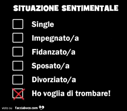 Situazione sentimentale: ho voglia di trombare