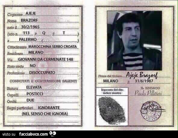 Ajeje Brazorf, la carta di identità di Aldo