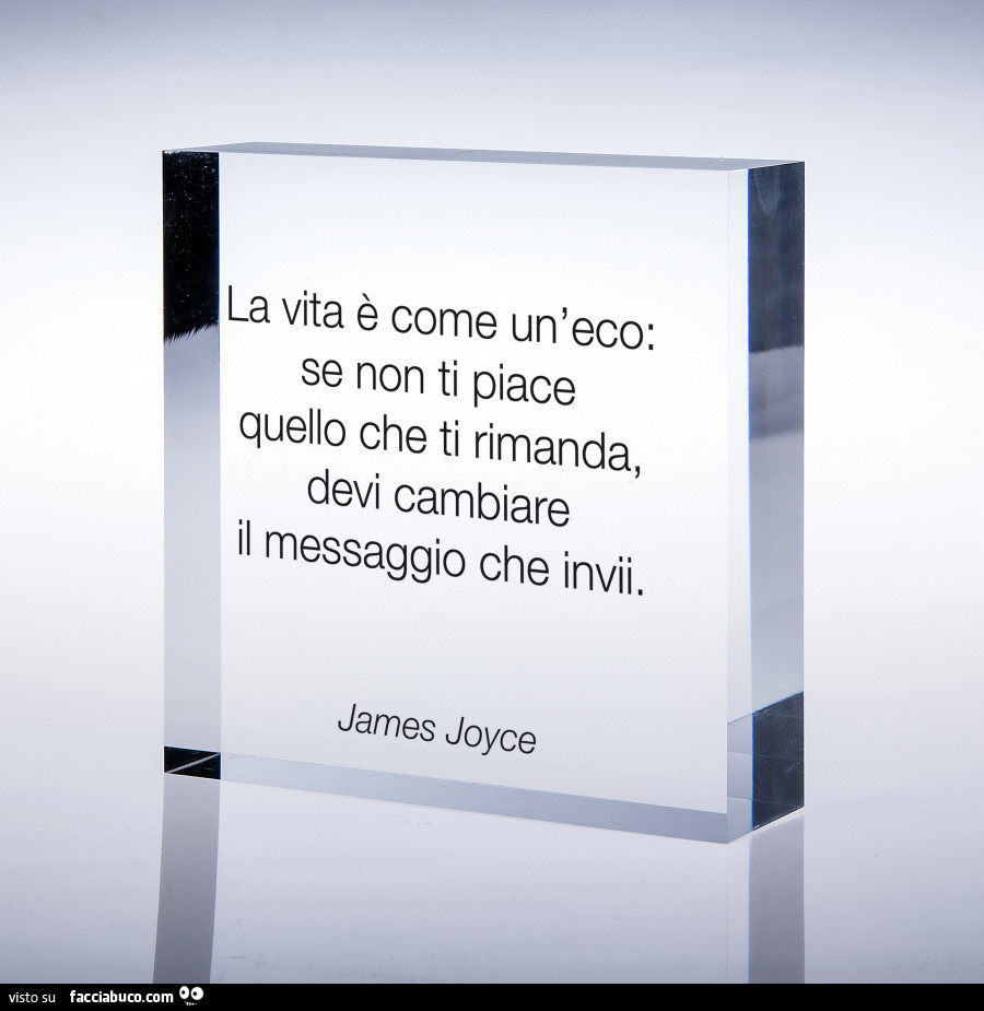 La vita è come un eco: se non ti piace quello che ti rimanda, devi cambiare il messaggio che invii. James Joyce