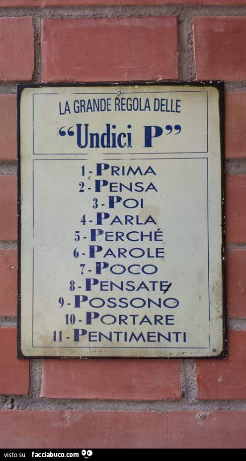 La grande regola delle Unidici P