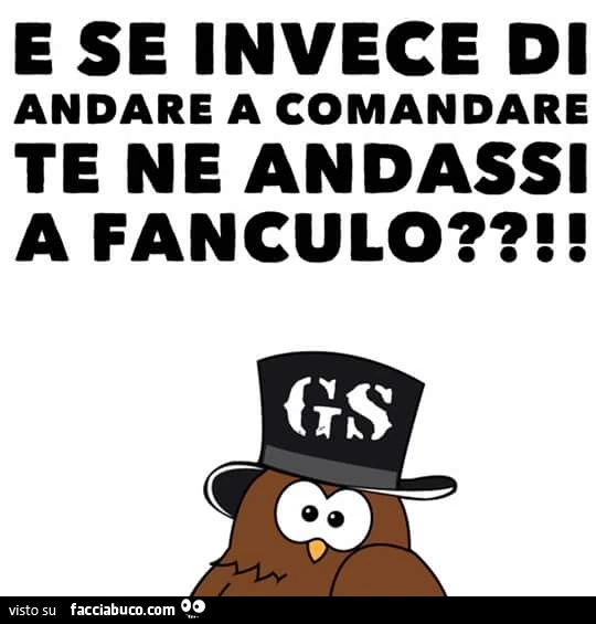 E se invece di andare a comandare te ne andassi a fanculo?