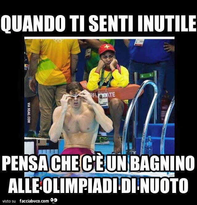 Quando ti senti inutile pensa che c'è un bagnino alle Olimpiadi di Nuoto