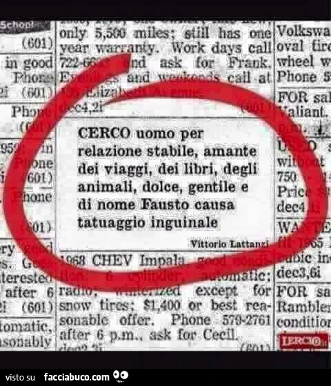 Cerco uom per relazione stabile, amante dei viaggi, dei libri, degli animali, dolce, gentile e di nome Fausto causa tatuaggio inguinale
