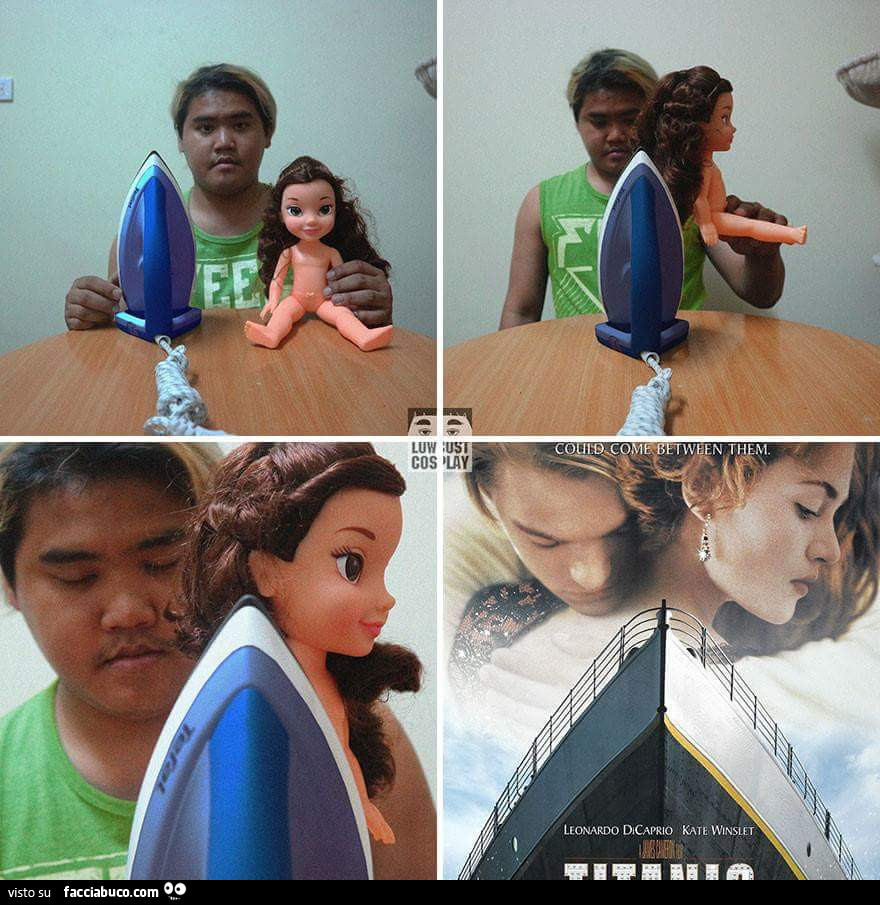 Locandina del Titanic ricostruita con ferro da stiro e bambola