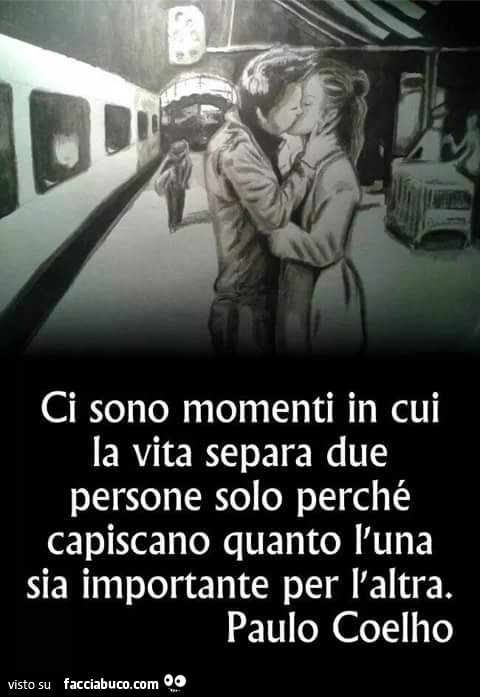 Ci sono momenti in cui la vita separa due persone solo perchè capiscano quanto l'una sia importante per l'altra. Paulo Coelho